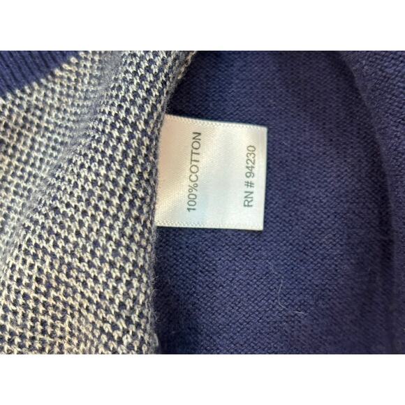 Paul Fredrick Full Zip Plaid Knit Sweater Navy Blue Sie XL - Picture 5 of 5